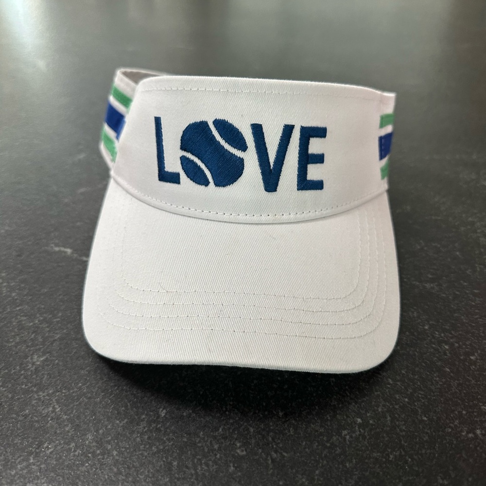 Women's White and Blue Tennis Visor